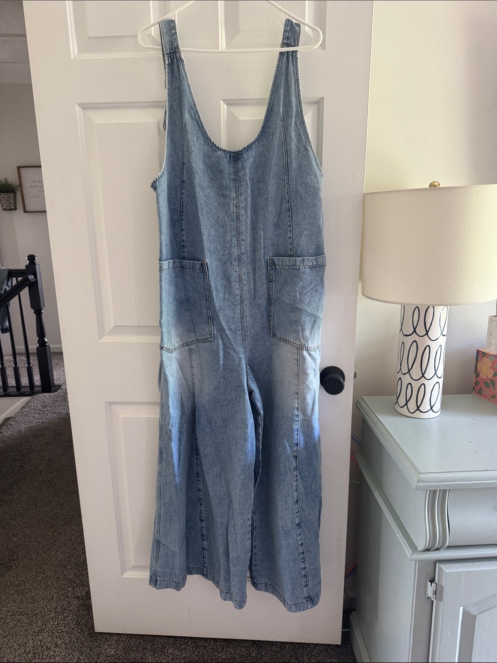 Vici Light Blue Denim Wide-Leg Women's Overalls - Picture 3 of 4
